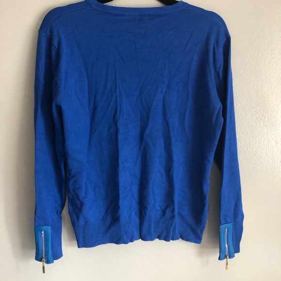 Blue Ribbed Long Sleeve Cardigan - Picture 3 of 8